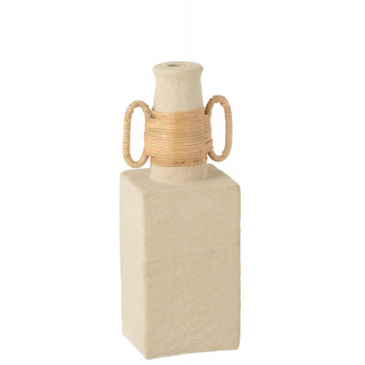 Vase Céline en ciment sable avec anneaux ovales naturel