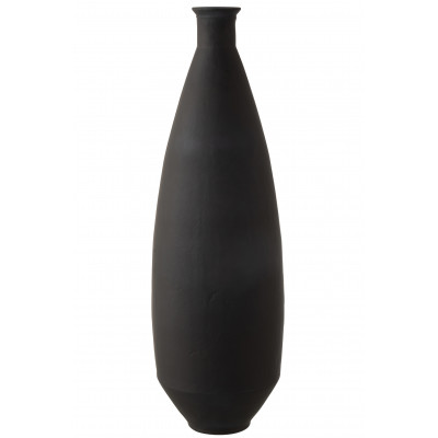 Vase ovale en verre noir mat