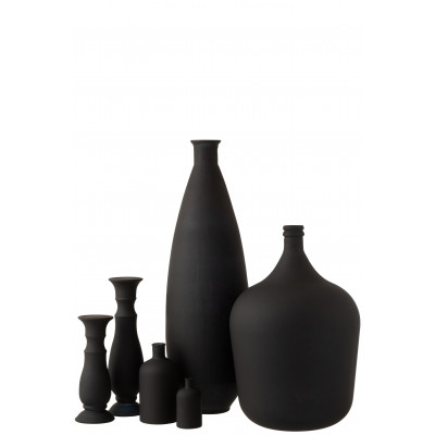 Vase ovale en verre noir mat