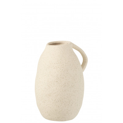 Vase Cruche en Céramique Beige de Taille Moyenne