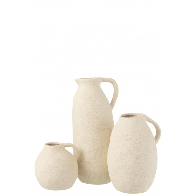 Vase Cruche en Céramique Beige Grand