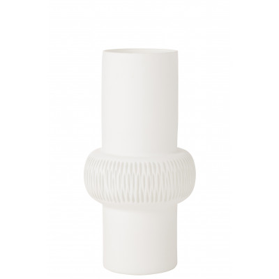 Vase à rainures en verre blanc - large