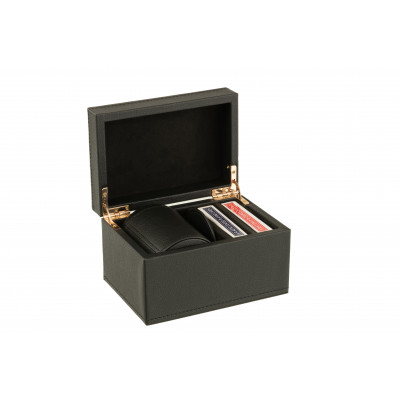 Boîte jeu de cartes en simili cuir noir