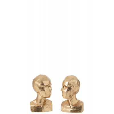 Ensemble de 2 serre-livres géométriques en résine dorée