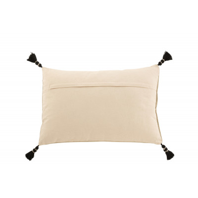 Coussin graphique rectangle en coton beige et noir