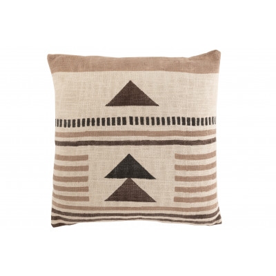Coussin graphique africain flèche en coton beige et marron