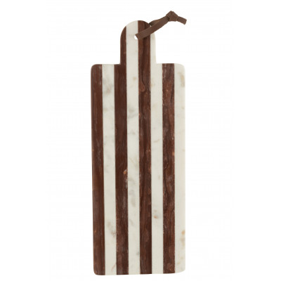 Planche rectangulaire lignes en marbre blanc/marron