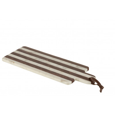 Planche rectangulaire lignes en marbre blanc/marron