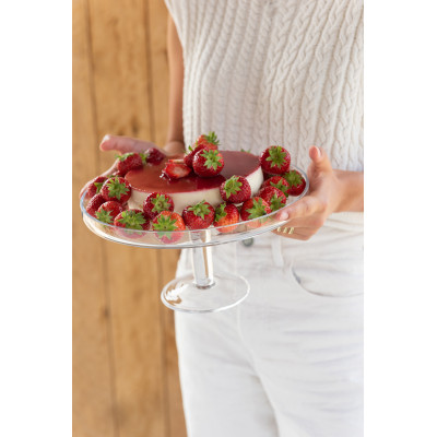 Plat à gâteau rond en verre transparent