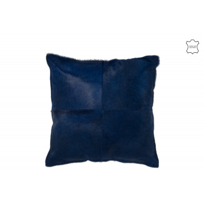 Coussin en poil de vache bleu électrique