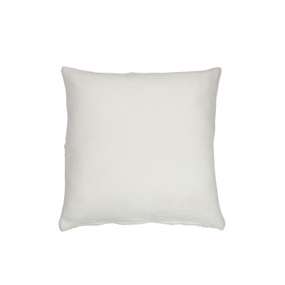 Coussin carré blanc motif feuille