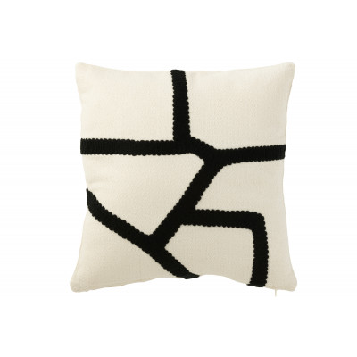 Coussin Ligne textile blanc et noir