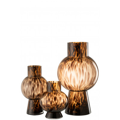 Vase Boule en verre brun - large