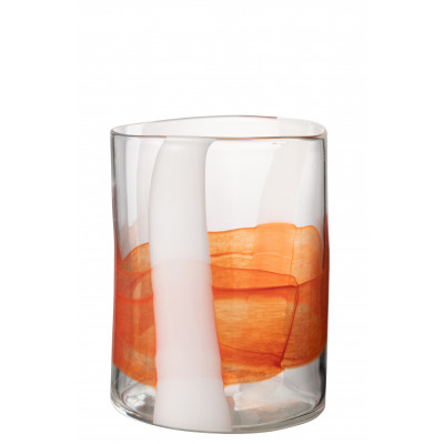 Vase Iggy en verre blanc/orange - small