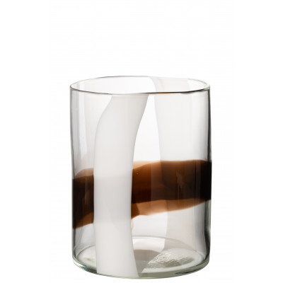 Vase Iggy en verre blanc/marron - Small