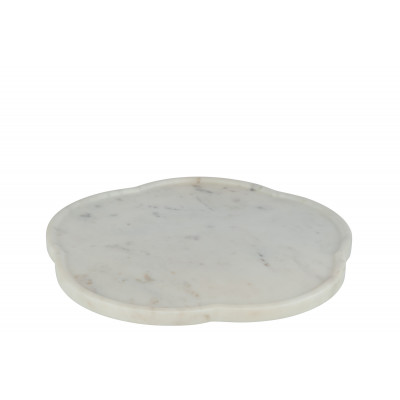 Plateau tournant en forme de fleur en marbre blanc