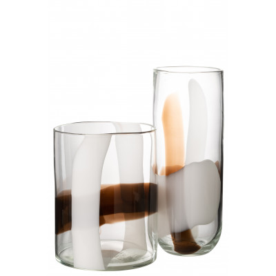 Vase Iggy en verre blanc marron - large