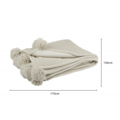 Plaid beige foncé avec pompons.