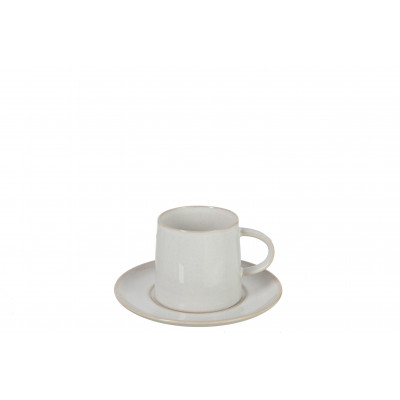 Tasse + sous-tasse en céramique blanche Noa