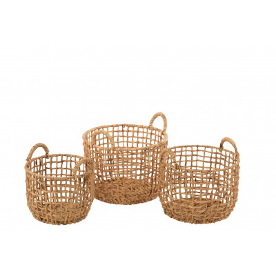 Ensemble de 3 paniers ronds en jonc de mer