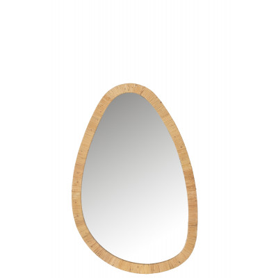 Miroir en paille de rotin naturel - medium