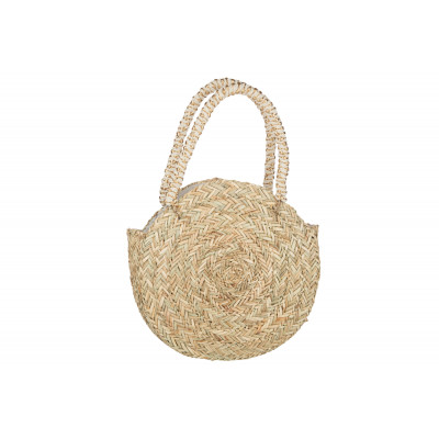 Sac de plage rond en jonc de mer et crochet blanc