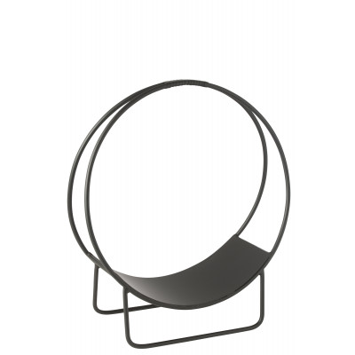 Porte-bûches en métal noir Mark - large