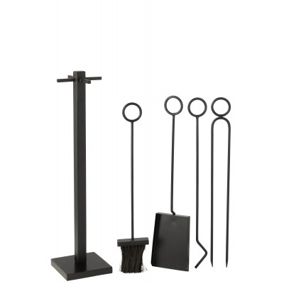 Accessoires de cheminée en métal noir - large