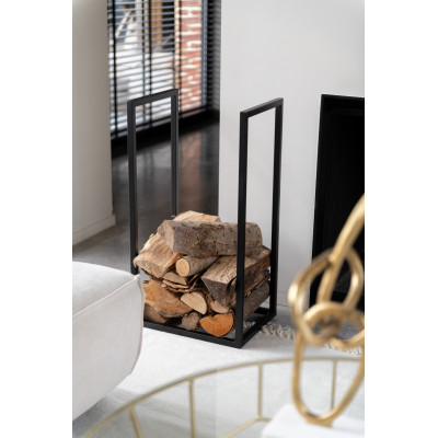 Porte-bûches en métal noir Rony