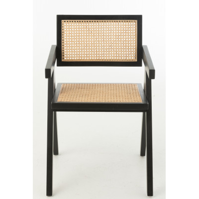 Chaise en bois de frêne noir et rotin