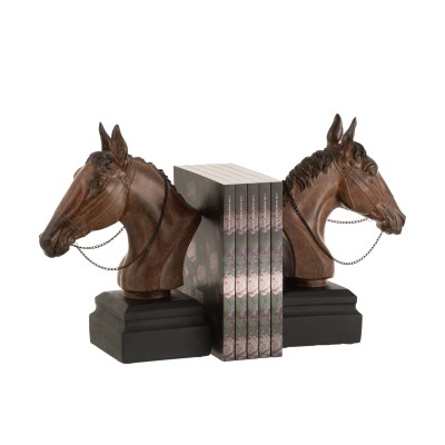 Set 2 Serre-livres Cheval Poly Marron