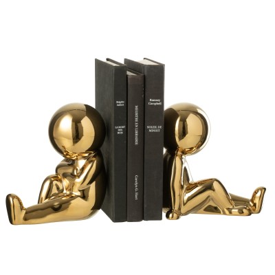 Ensemble de 2 serre-livres Marcel en grès couleur or