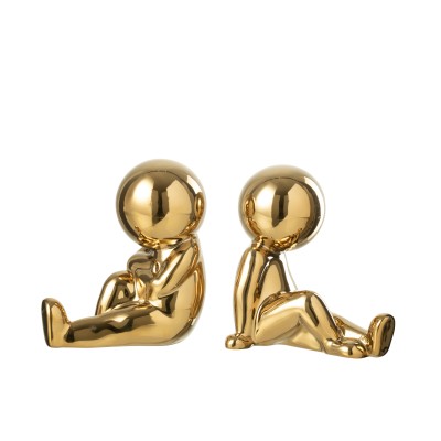 Ensemble de 2 serre-livres Marcel en grès couleur or