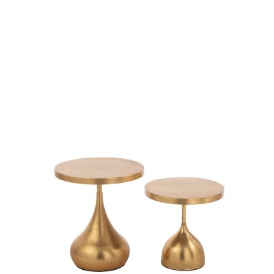 Ensemble de 2 tables d'appoint en métal doré.