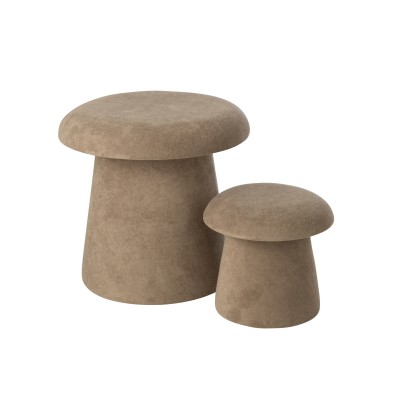 Ensemble de 2 tabourets champignon en MDF grège