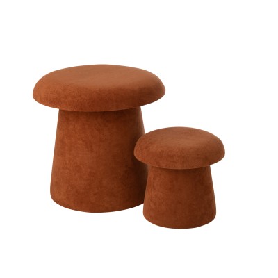Ensemble de 2 tabourets champignon en MDF terracotta