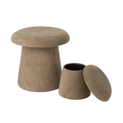 Ensemble de 2 tabourets champignon en MDF grège