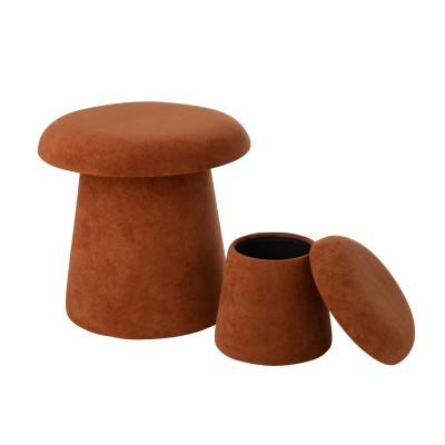 Ensemble de 2 tabourets champignon en MDF terracotta
