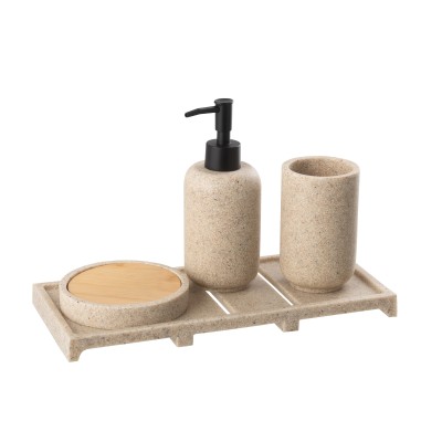 Distributeur de savon sur plateau beige/naturel