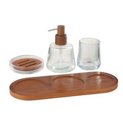 Distributeur de savon sur plateau en verre