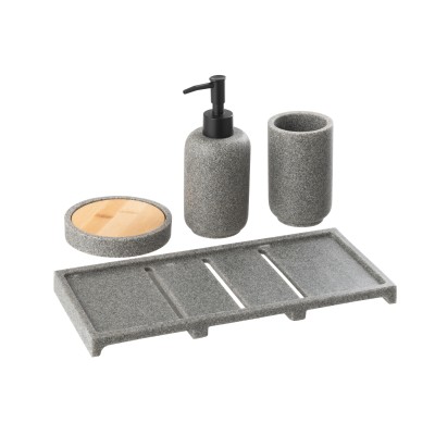 Distributeur de savon sur plateau gris foncé/naturel