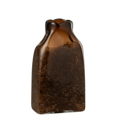 Vase rectangle en verre marron foncé - Large