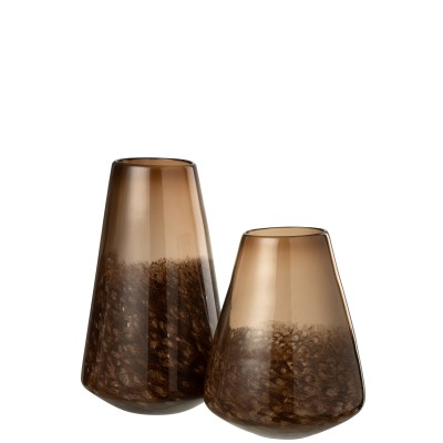 Vase cône en verre marron foncé - Large