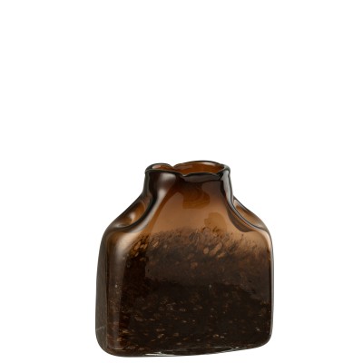 Vase rectangle en verre marron foncé - Small