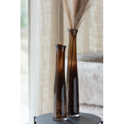 Vase en verre cylindrique brun foncé - Small