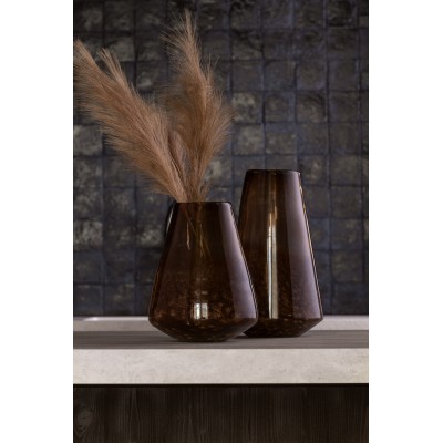 Vase cône en verre marron foncé - Small