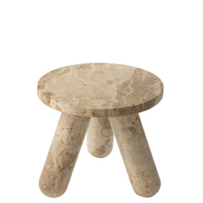 Table d'appoint ronde en marbre beige