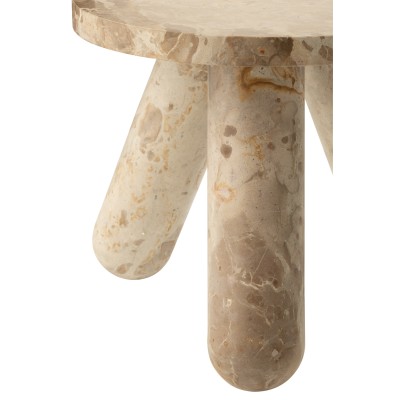Table d'appoint ronde en marbre beige
