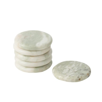 Ensemble de 6 dessous de verre en marbre blanc et vert