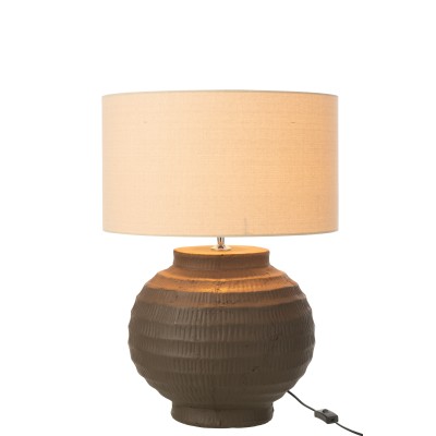 Lampe de table en terre cuite marron